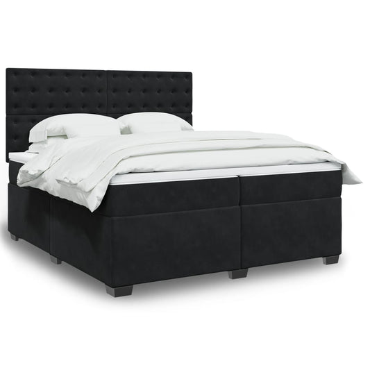 vidaXL Κρεβάτι Boxspring με Στρώμα Μαύρο 200x200 εκ. Βελούδινο