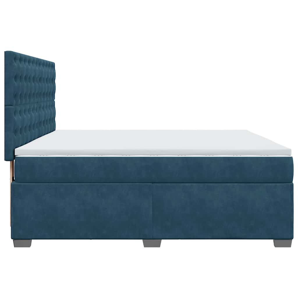 vidaXL Κρεβάτι Boxspring με Στρώμα Μπλε 200x200 εκ. Βελούδινο
