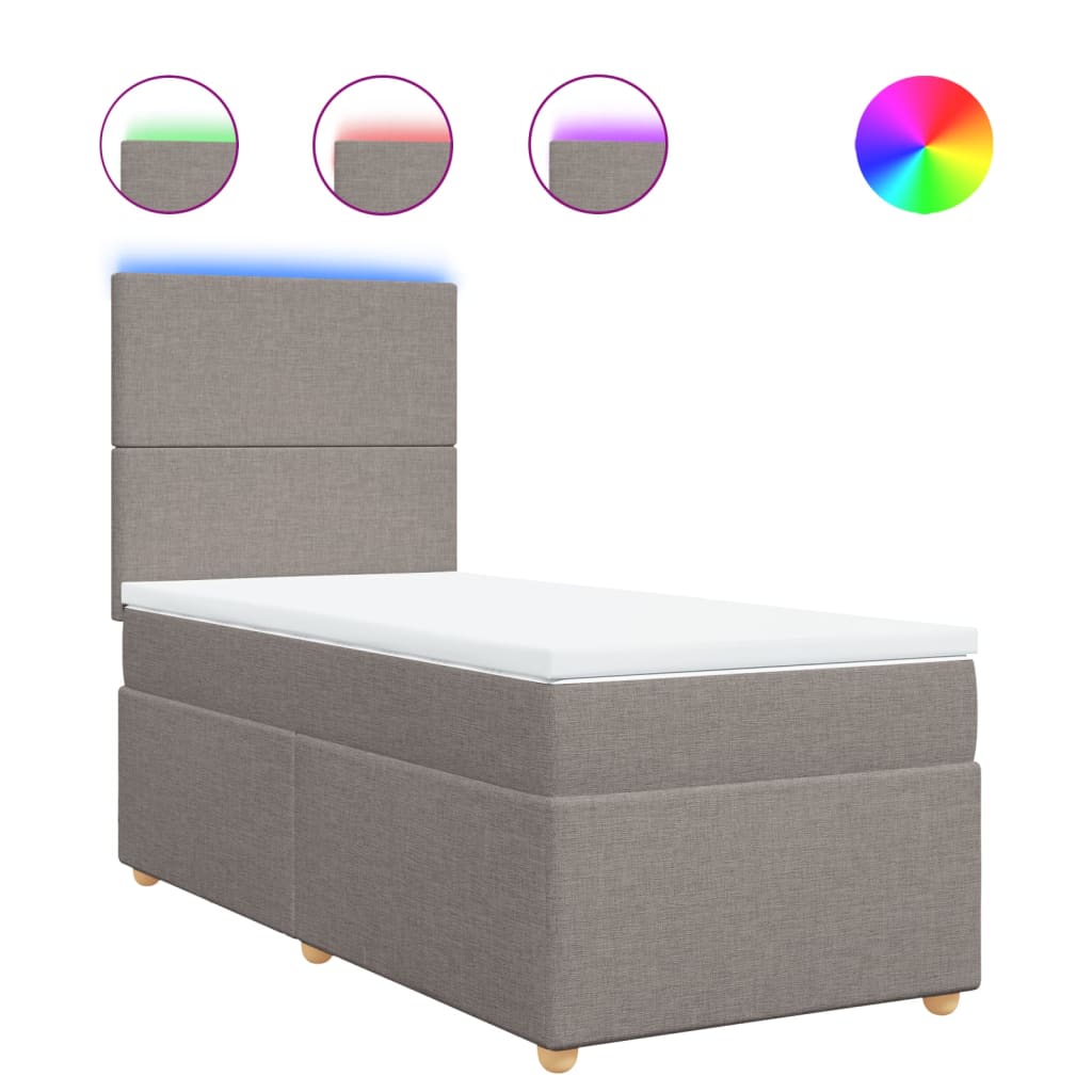 vidaXL Κρεβάτι Boxspring με Στρώμα Taupe 80x200 εκ. Υφασμάτινο