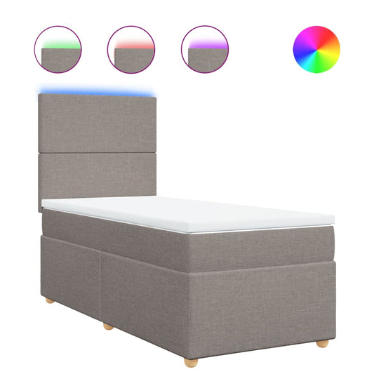 vidaXL Κρεβάτι Boxspring με Στρώμα Taupe 80x200 εκ. Υφασμάτινο
