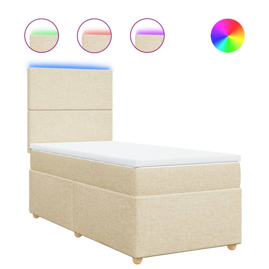 vidaXL Κρεβάτι Boxspring με Στρώμα Κρεμ 80 x 200 εκ. Υφασμάτινο