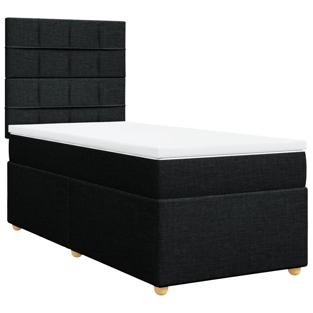 vidaXL Κρεβάτι Boxspring με Στρώμα Μαύρο 80 x 200 εκ. Υφασμάτινο