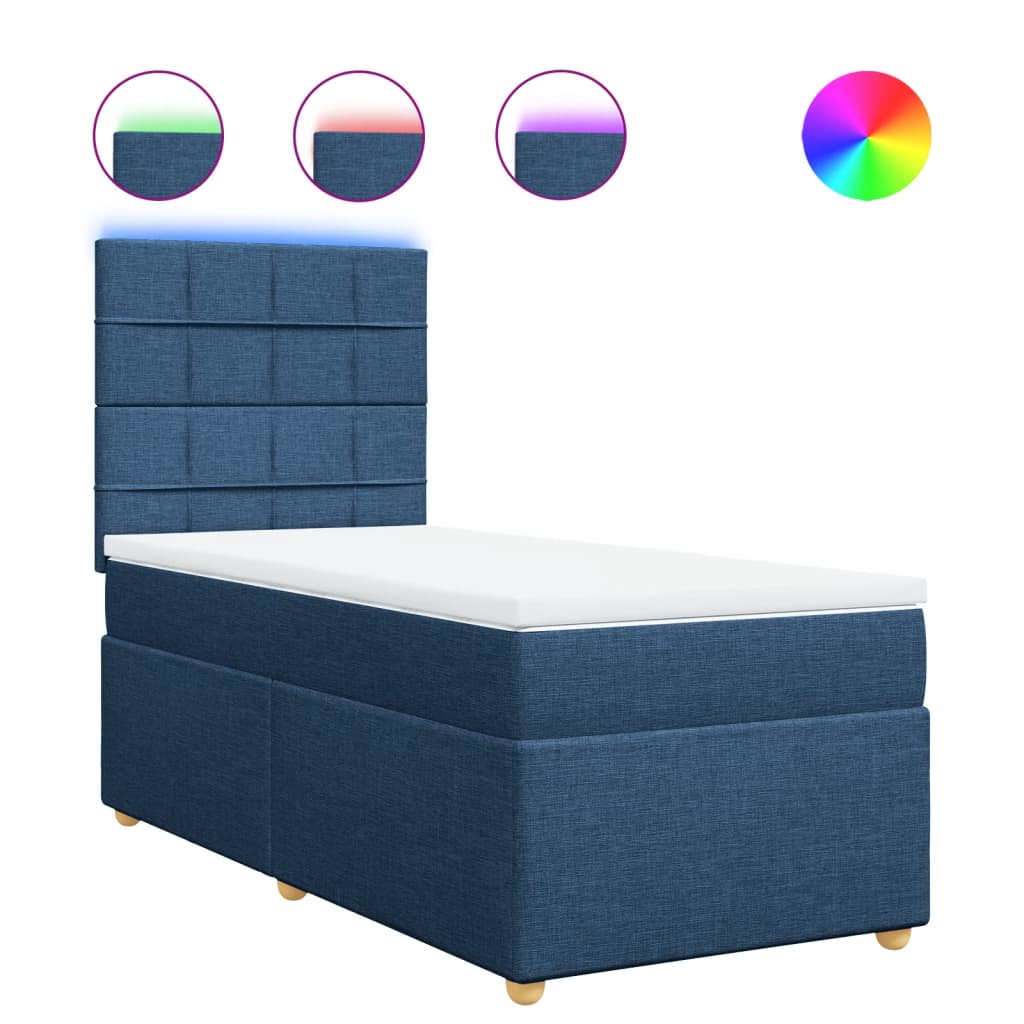 vidaXL Κρεβάτι Boxspring με Στρώμα Μπλε 80x200 εκ. Υφασμάτινο