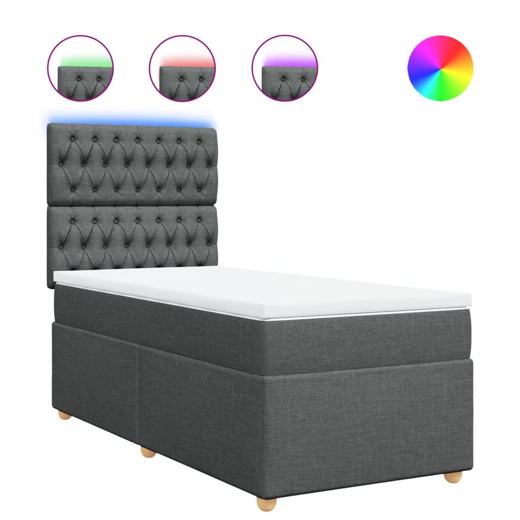 vidaXL Κρεβάτι Boxspring με Στρώμα Σκούρο Γκρι 80x200 εκ. Υφασμάτινο