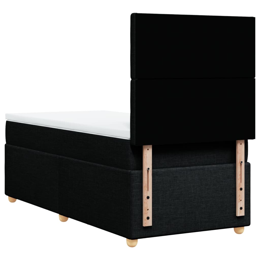 vidaXL Κρεβάτι Boxspring με Στρώμα Μαύρο 80 x 200 εκ. Υφασμάτινο