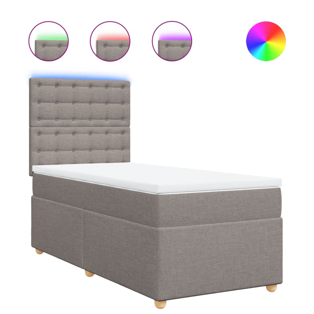 vidaXL Κρεβάτι Boxspring με Στρώμα Taupe 80x200 εκ. Υφασμάτινο