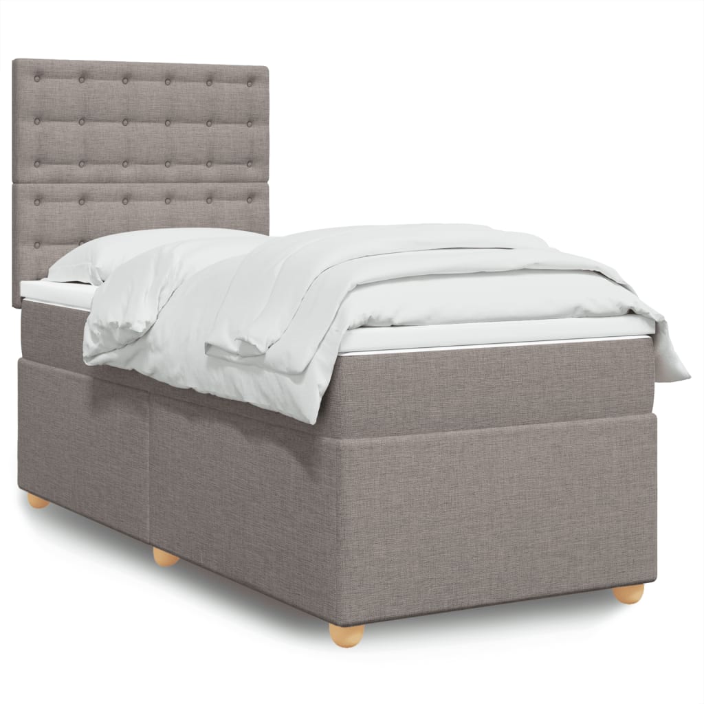 vidaXL Κρεβάτι Boxspring με Στρώμα Taupe 80x200 εκ. Υφασμάτινο