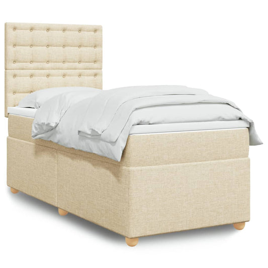 vidaXL Κρεβάτι Boxspring με Στρώμα Κρεμ 80 x 200 εκ. Υφασμάτινο