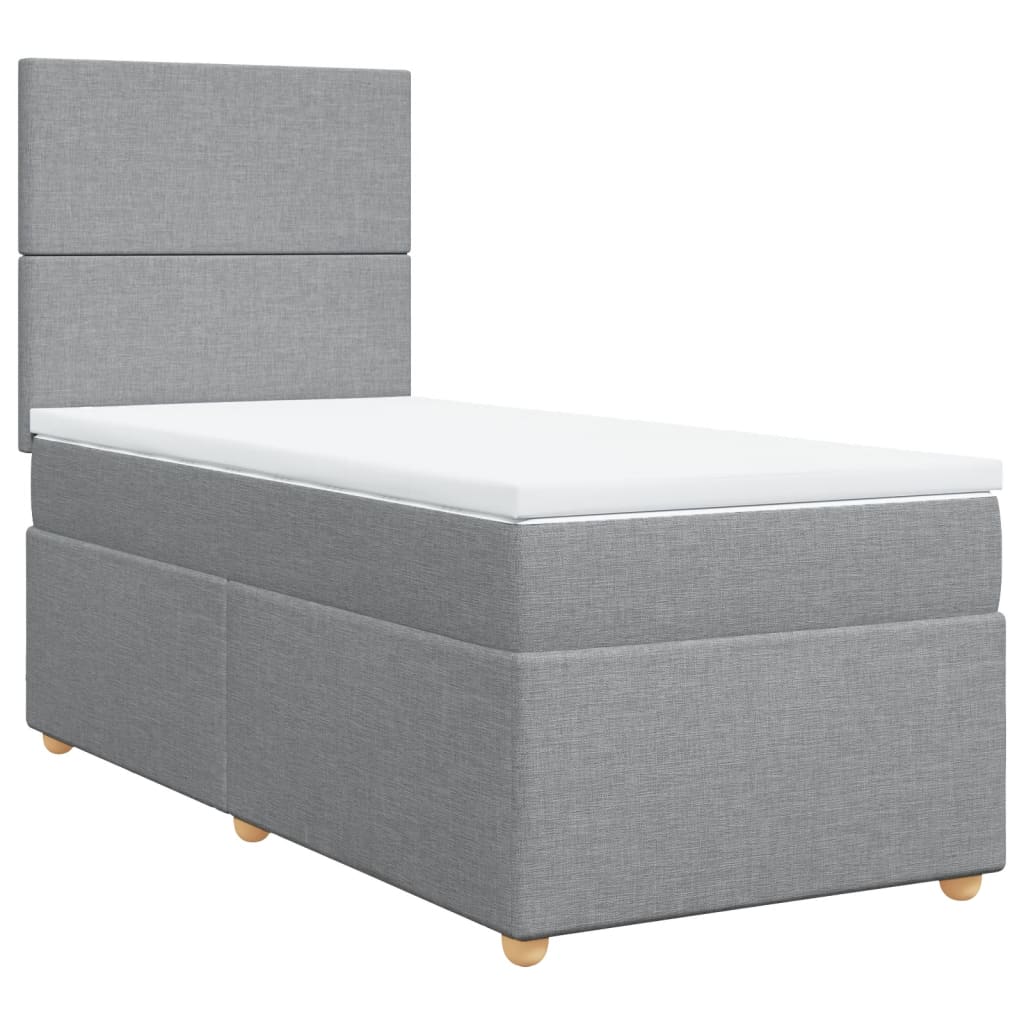 vidaXL Κρεβάτι Boxspring με Στρώμα Ανοιχτό Γκρι 90x190 εκ. Υφασμάτινο