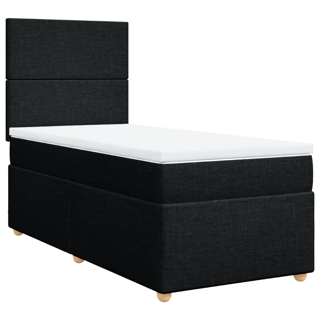 vidaXL Κρεβάτι Boxspring με Στρώμα Μαύρο 90x190 εκ.Υφασμάτινο