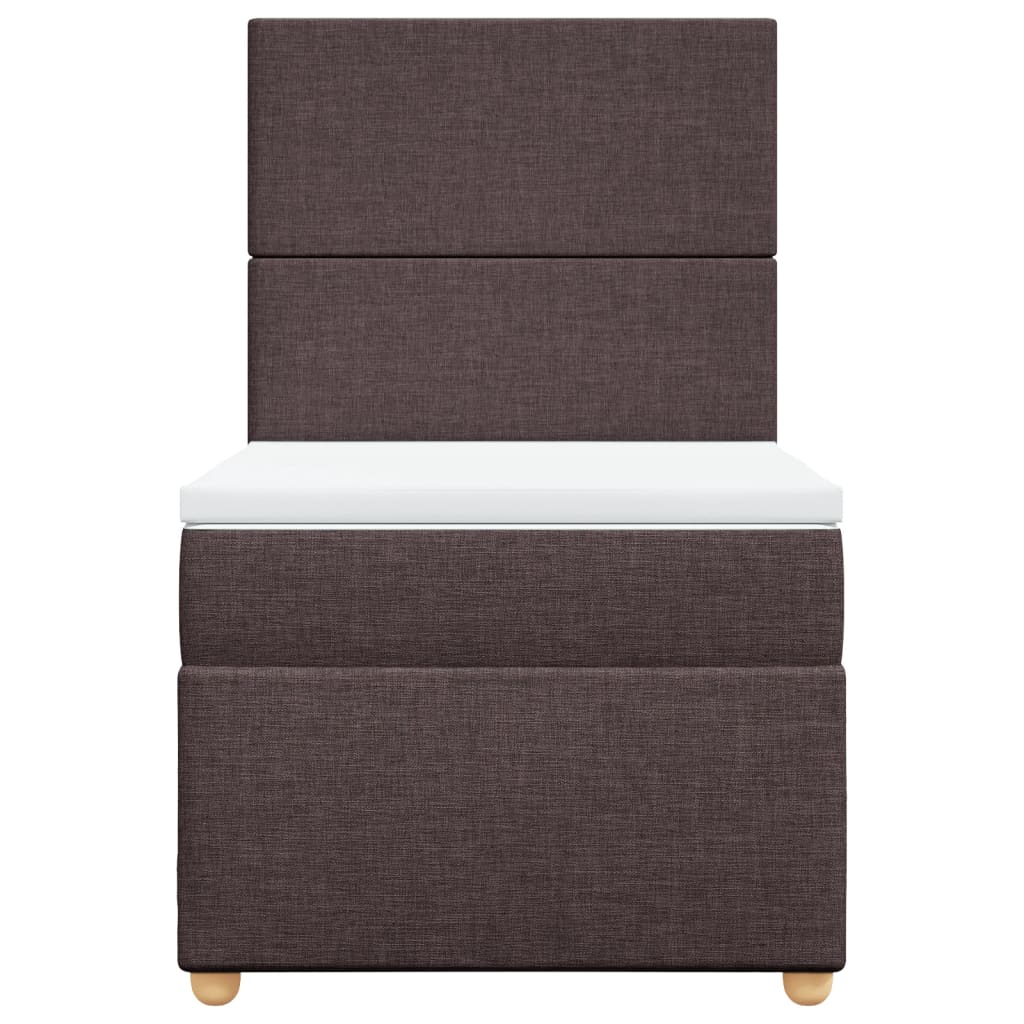 vidaXL Κρεβάτι Boxspring με Στρώμα Σκούρο Καφέ 90x190 εκ. Υφασμάτινο
