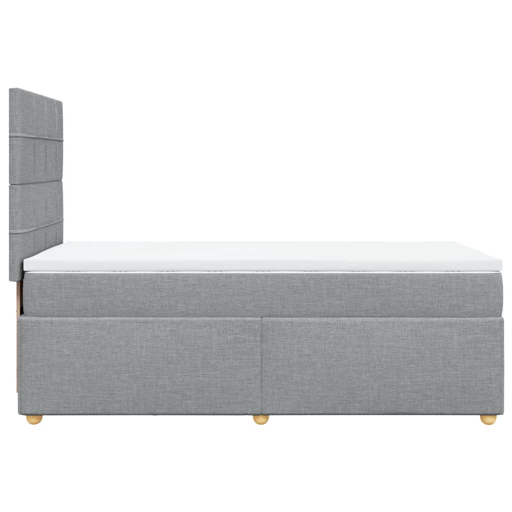 vidaXL Κρεβάτι Boxspring με Στρώμα Ανοιχτό Γκρι 90x190 εκ. Υφασμάτινο