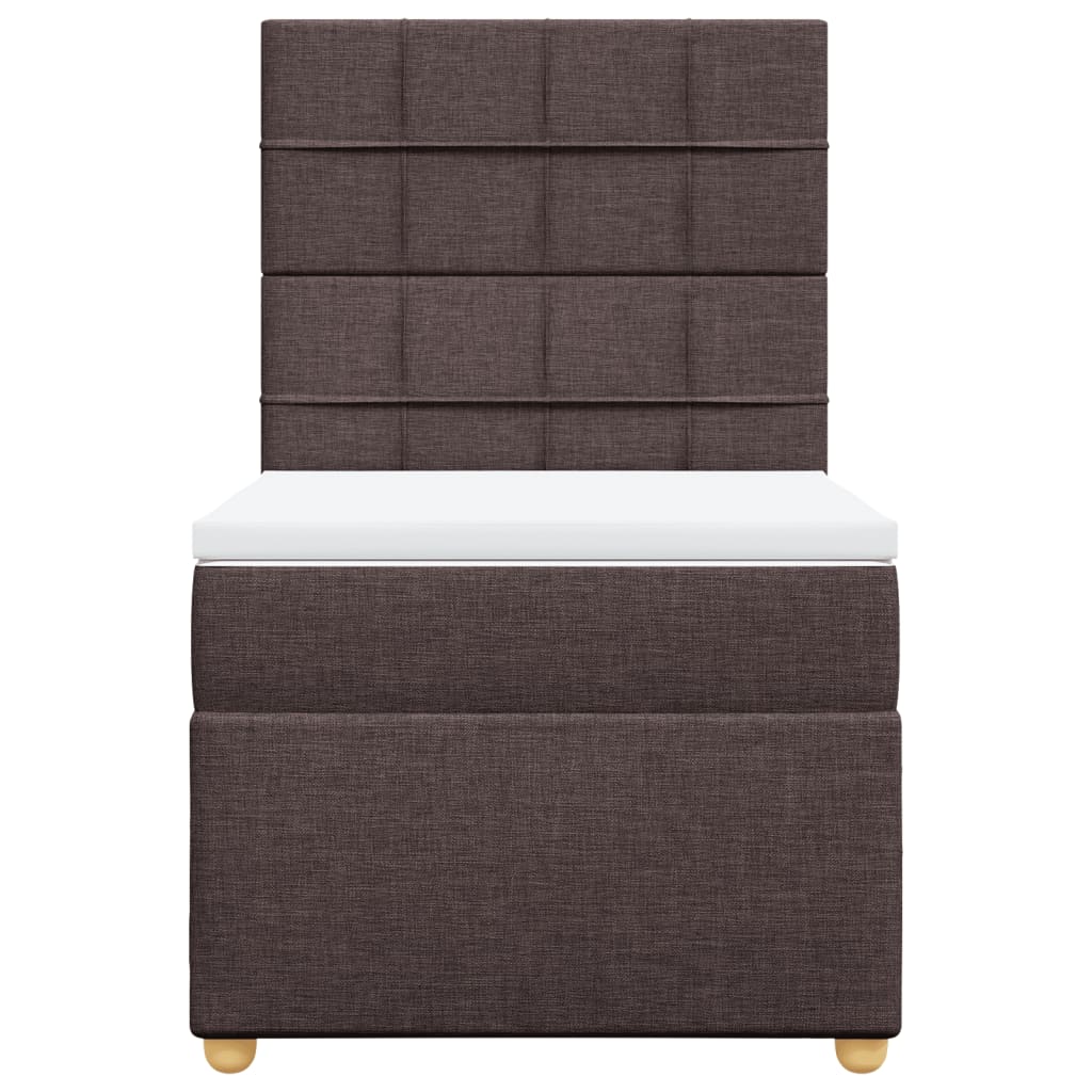 vidaXL Κρεβάτι Boxspring με Στρώμα Σκούρο Καφέ 90x190 εκ. Υφασμάτινο