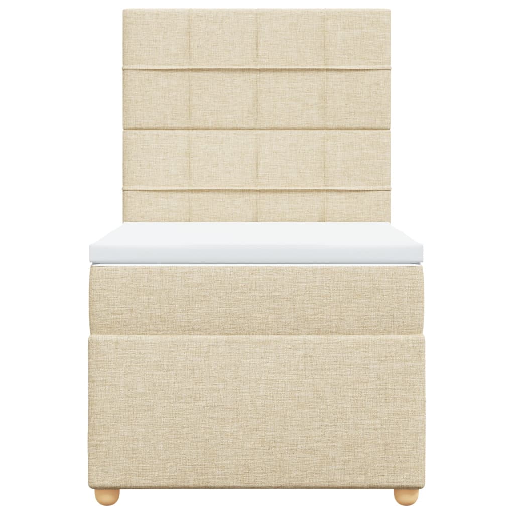 vidaXL Κρεβάτι Boxspring με Στρώμα Κρεμ 90x190 εκ.Υφασμάτινο