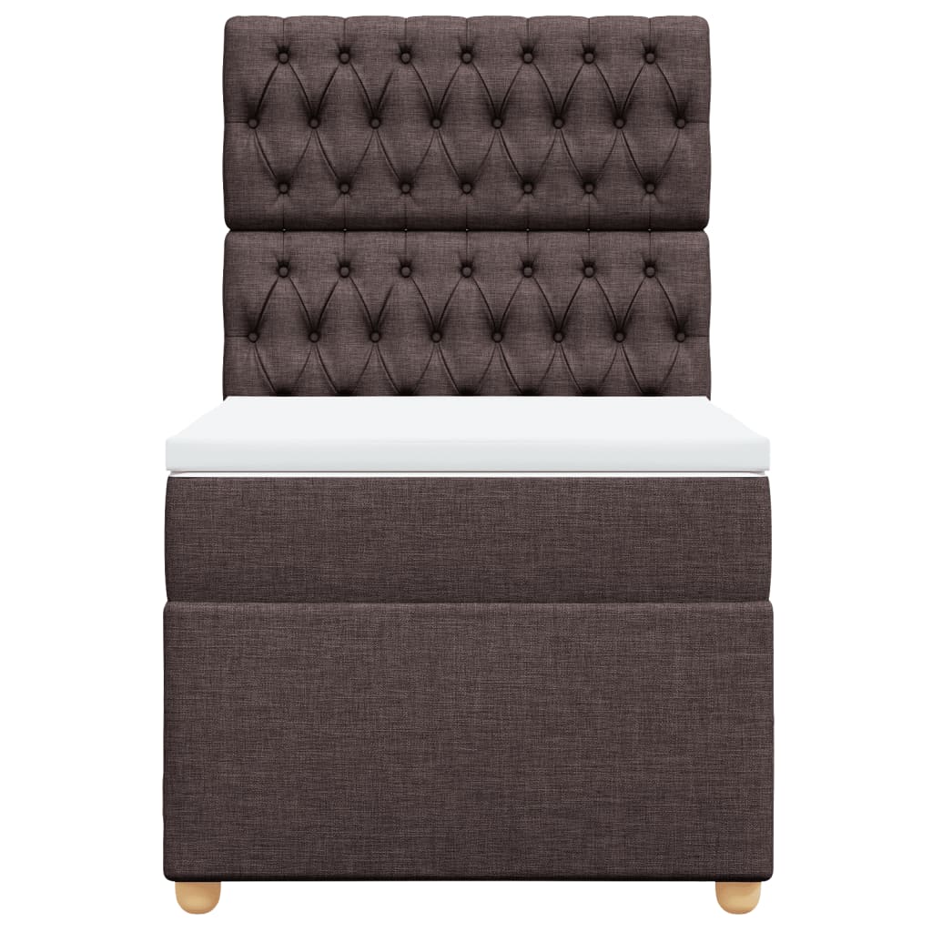 vidaXL Κρεβάτι Boxspring με Στρώμα Σκούρο Καφέ 90x190 εκ. Υφασμάτινο