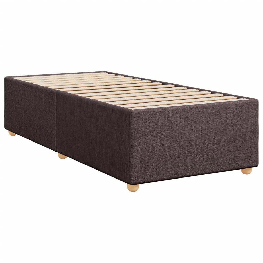 vidaXL Κρεβάτι Boxspring με Στρώμα Σκούρο Καφέ 90x190 εκ. Υφασμάτινο