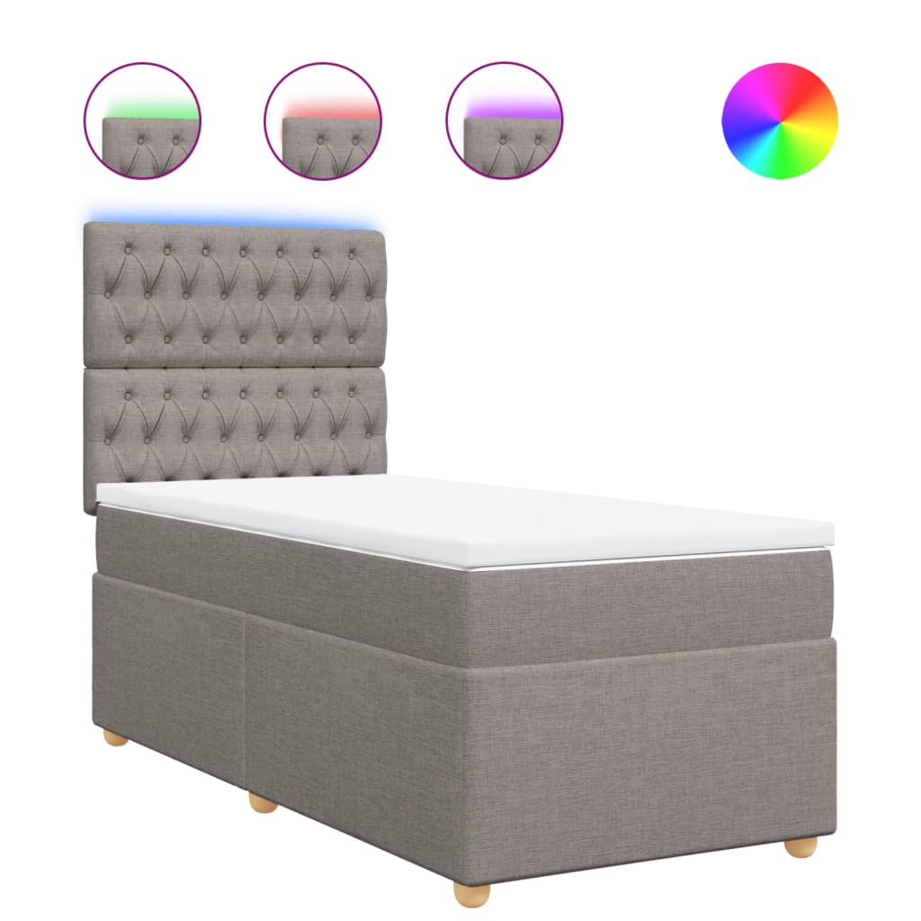 vidaXL Κρεβάτι Boxspring με Στρώμα Taupe 90x190 εκ.Υφασμάτινο
