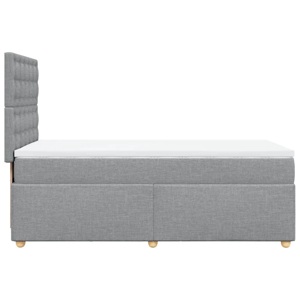vidaXL Κρεβάτι Boxspring με Στρώμα Ανοιχτό Γκρι 90x190 εκ. Υφασμάτινο