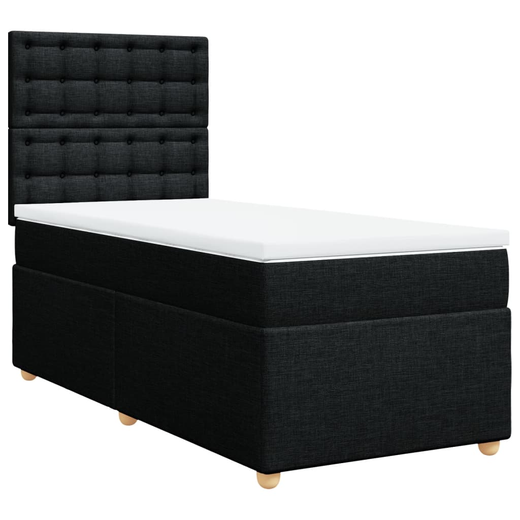vidaXL Κρεβάτι Boxspring με Στρώμα Μαύρο 90x190 εκ.Υφασμάτινο