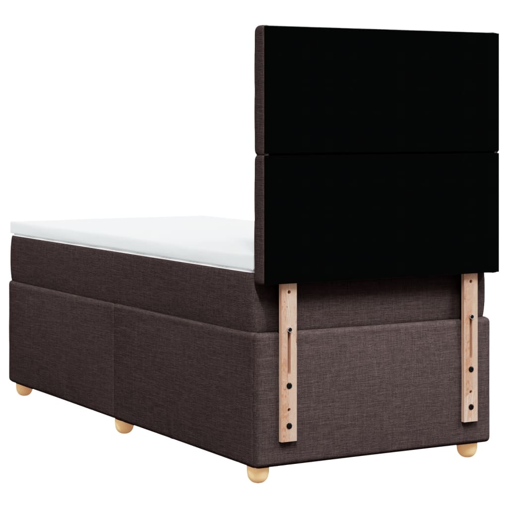 vidaXL Κρεβάτι Boxspring με Στρώμα Σκούρο Καφέ 90x190 εκ. Υφασμάτινο