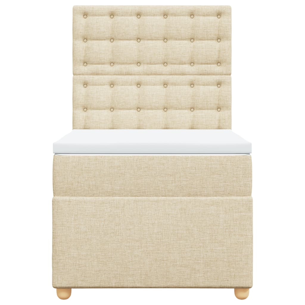 vidaXL Κρεβάτι Boxspring με Στρώμα Κρεμ 90x190 εκ.Υφασμάτινο