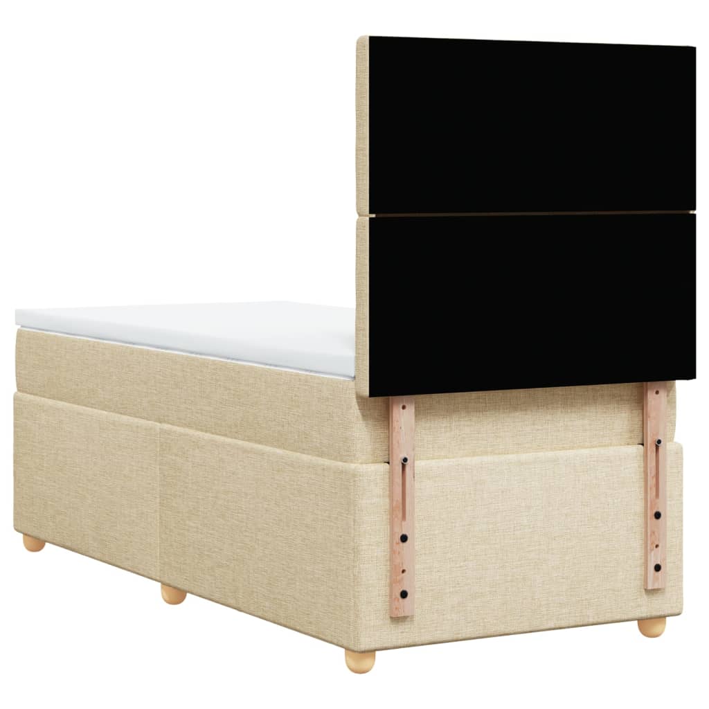 vidaXL Κρεβάτι Boxspring με Στρώμα Κρεμ 90x190 εκ.Υφασμάτινο