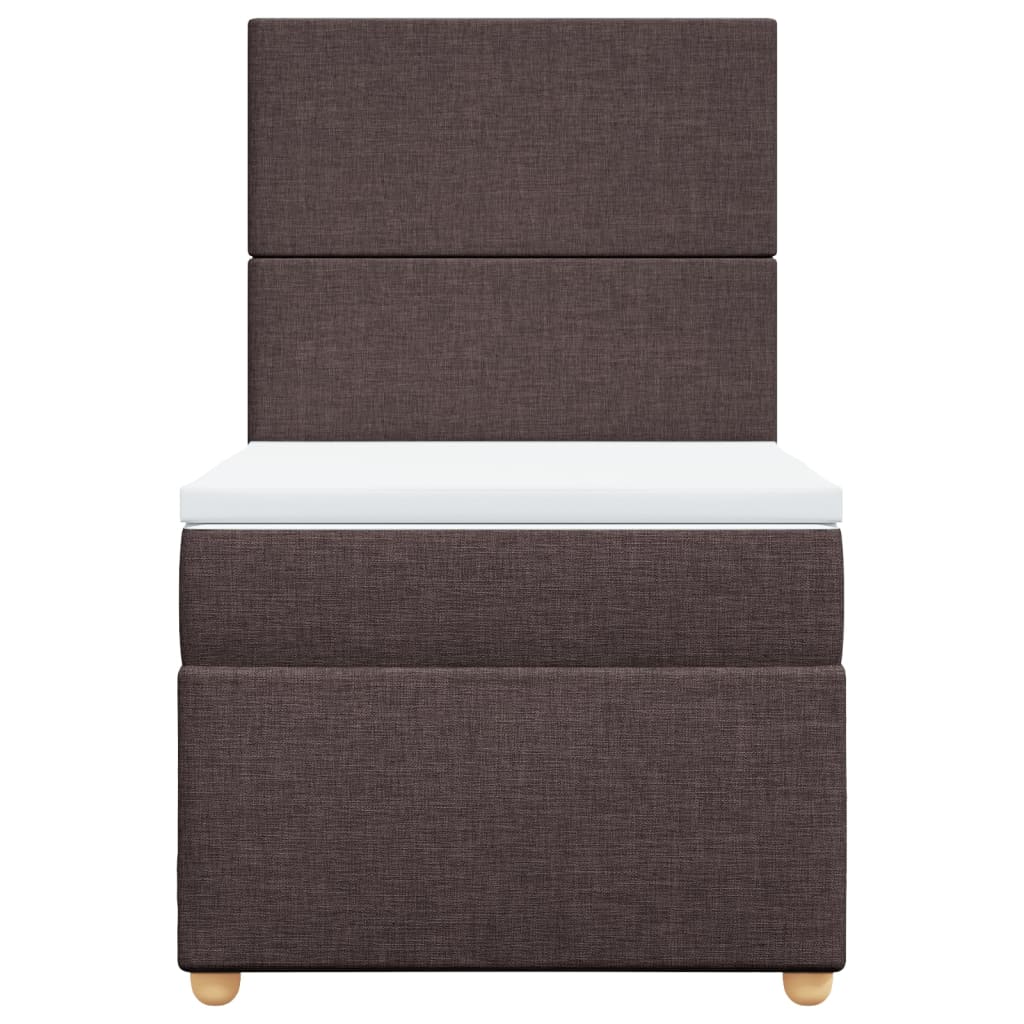 vidaXL Κρεβάτι Boxspring με Στρώμα Σκούρο Καφέ 90x200 εκ. Υφασμάτινο
