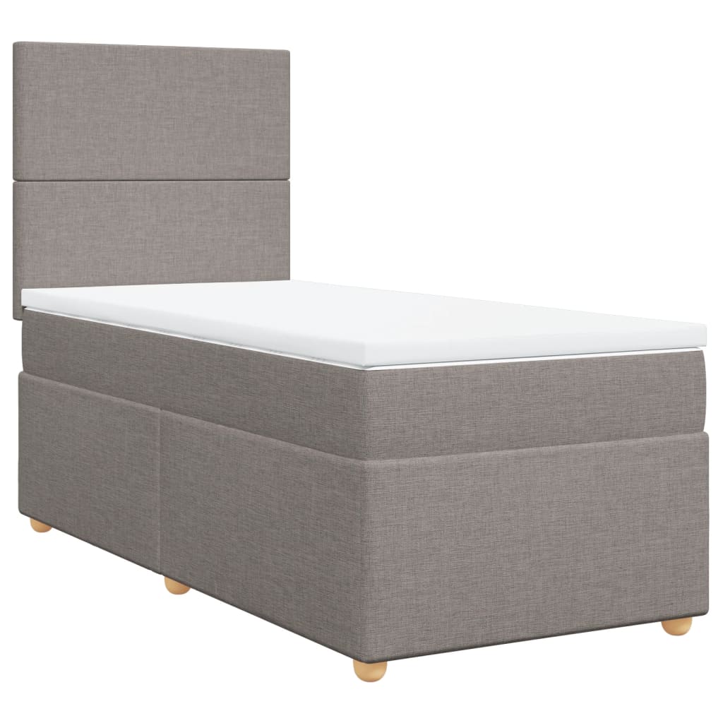 vidaXL Κρεβάτι Boxspring με Στρώμα Taupe 90x200 εκ. Υφασμάτινο