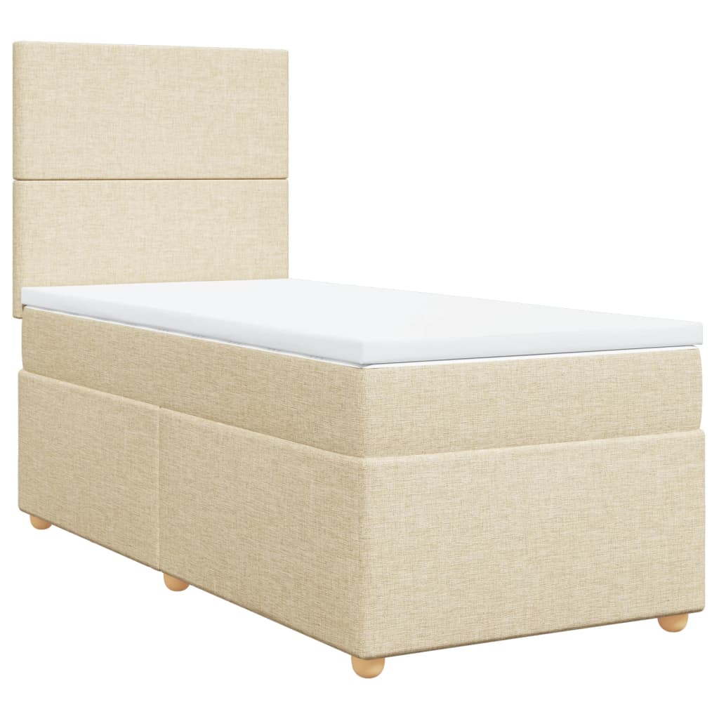 vidaXL Κρεβάτι Boxspring με Στρώμα Κρεμ 90x200 εκ.Υφασμάτινο