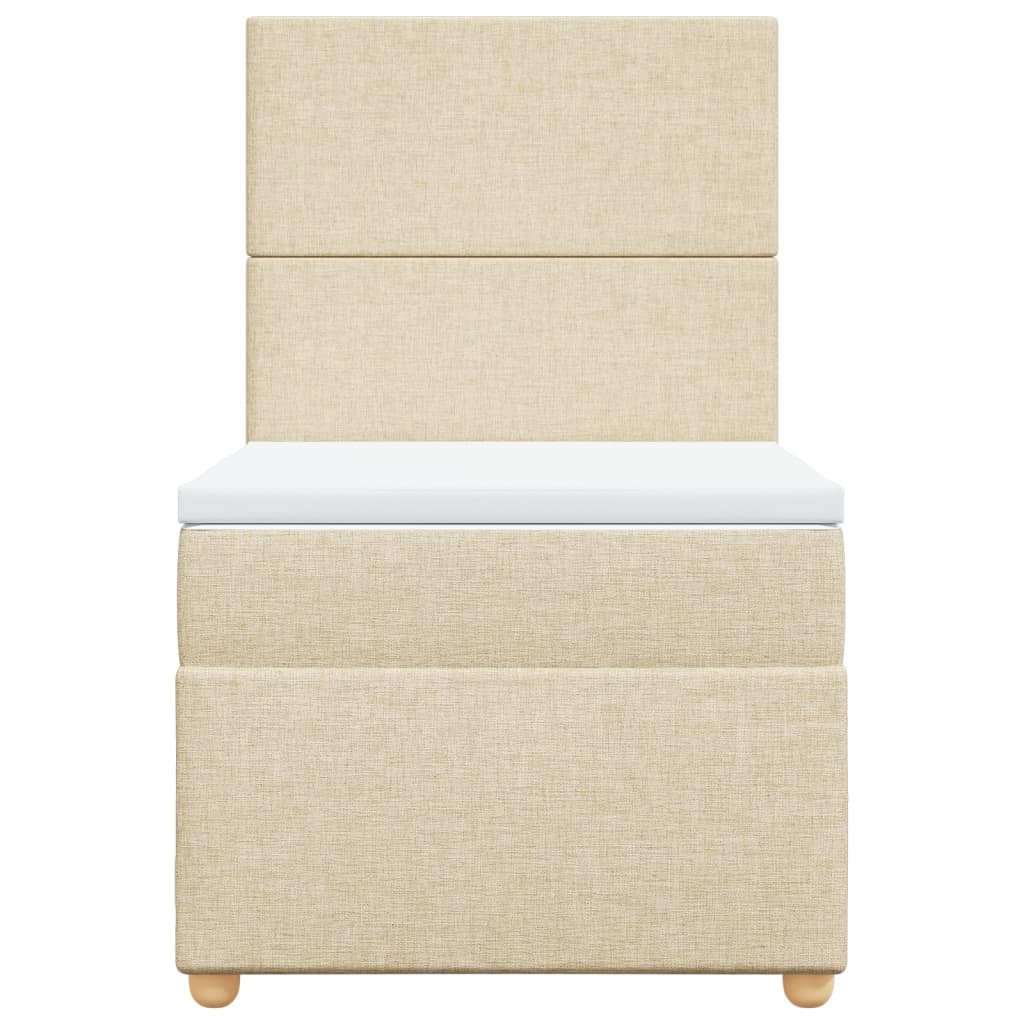vidaXL Κρεβάτι Boxspring με Στρώμα Κρεμ 90x200 εκ.Υφασμάτινο