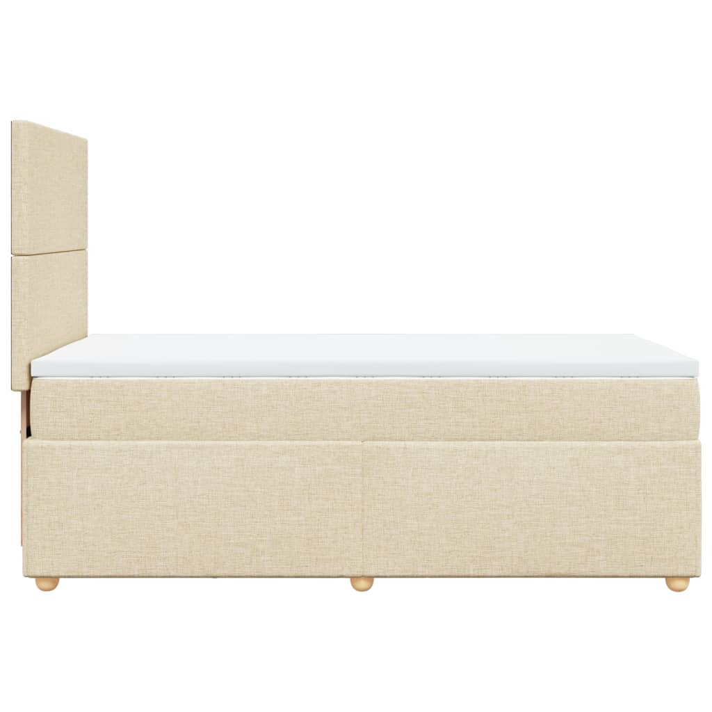 vidaXL Κρεβάτι Boxspring με Στρώμα Κρεμ 90x200 εκ.Υφασμάτινο