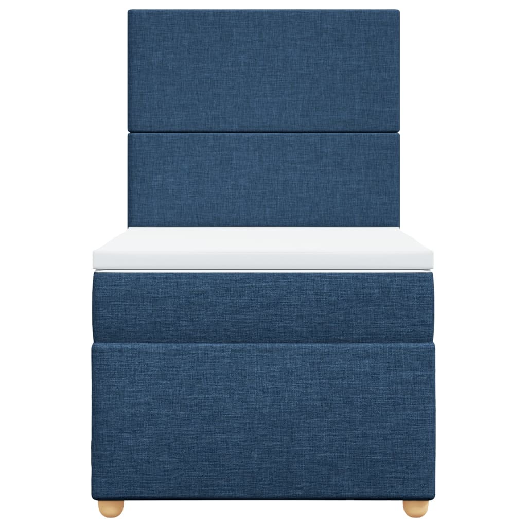 vidaXL Κρεβάτι Boxspring με Στρώμα Μπλε 90x200 εκ.Υφασμάτινο