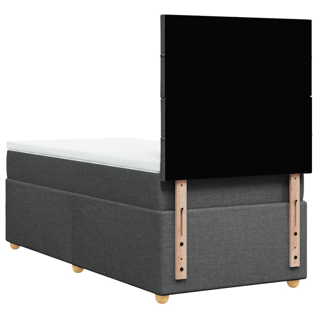 vidaXL Κρεβάτι Boxspring με Στρώμα Σκούρο Γκρι 90x200 εκ. Υφασμάτινο
