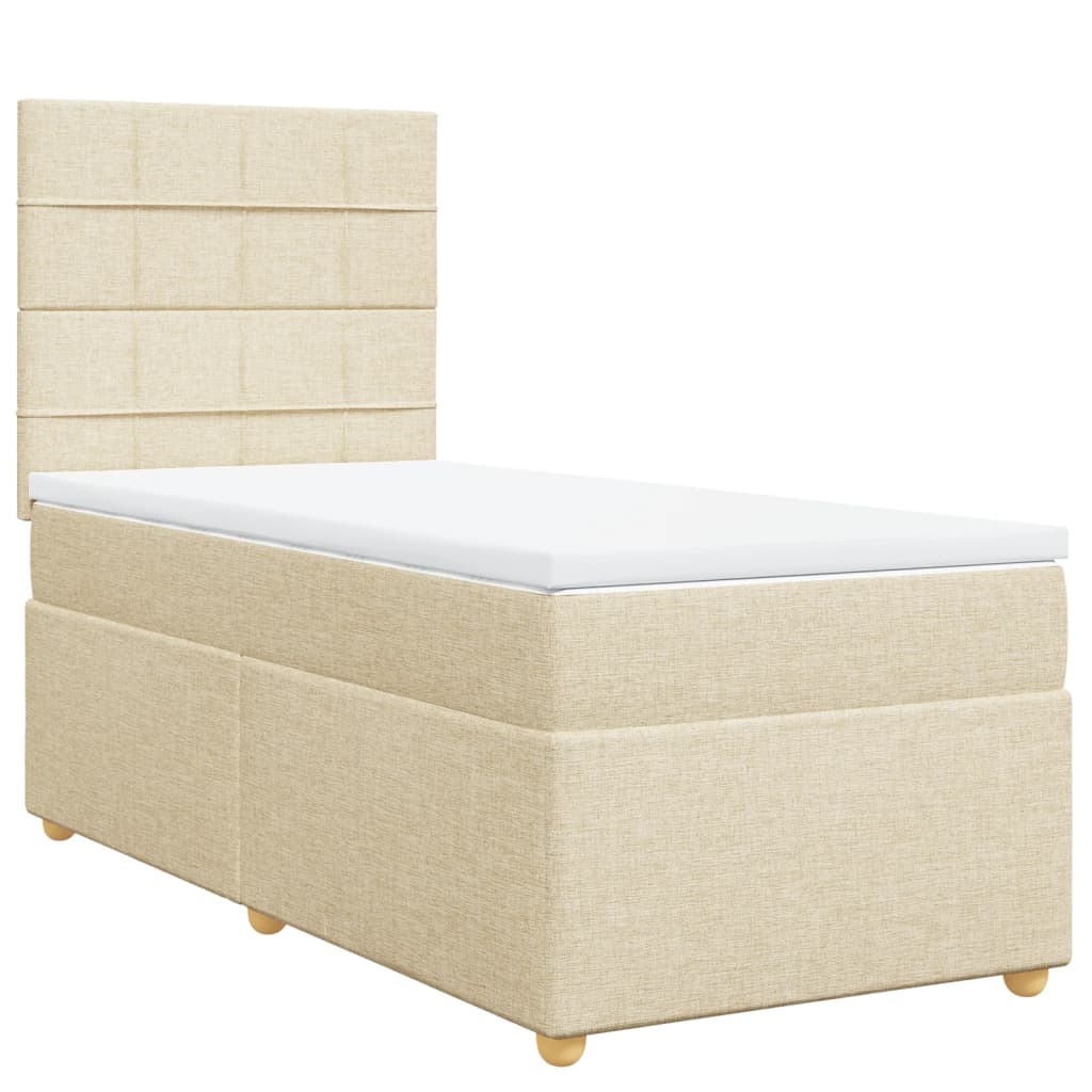 vidaXL Κρεβάτι Boxspring με Στρώμα Κρεμ 90x200 εκ.Υφασμάτινο