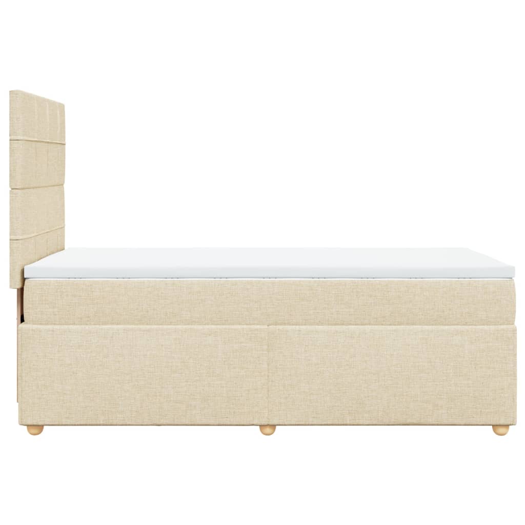vidaXL Κρεβάτι Boxspring με Στρώμα Κρεμ 90x200 εκ.Υφασμάτινο