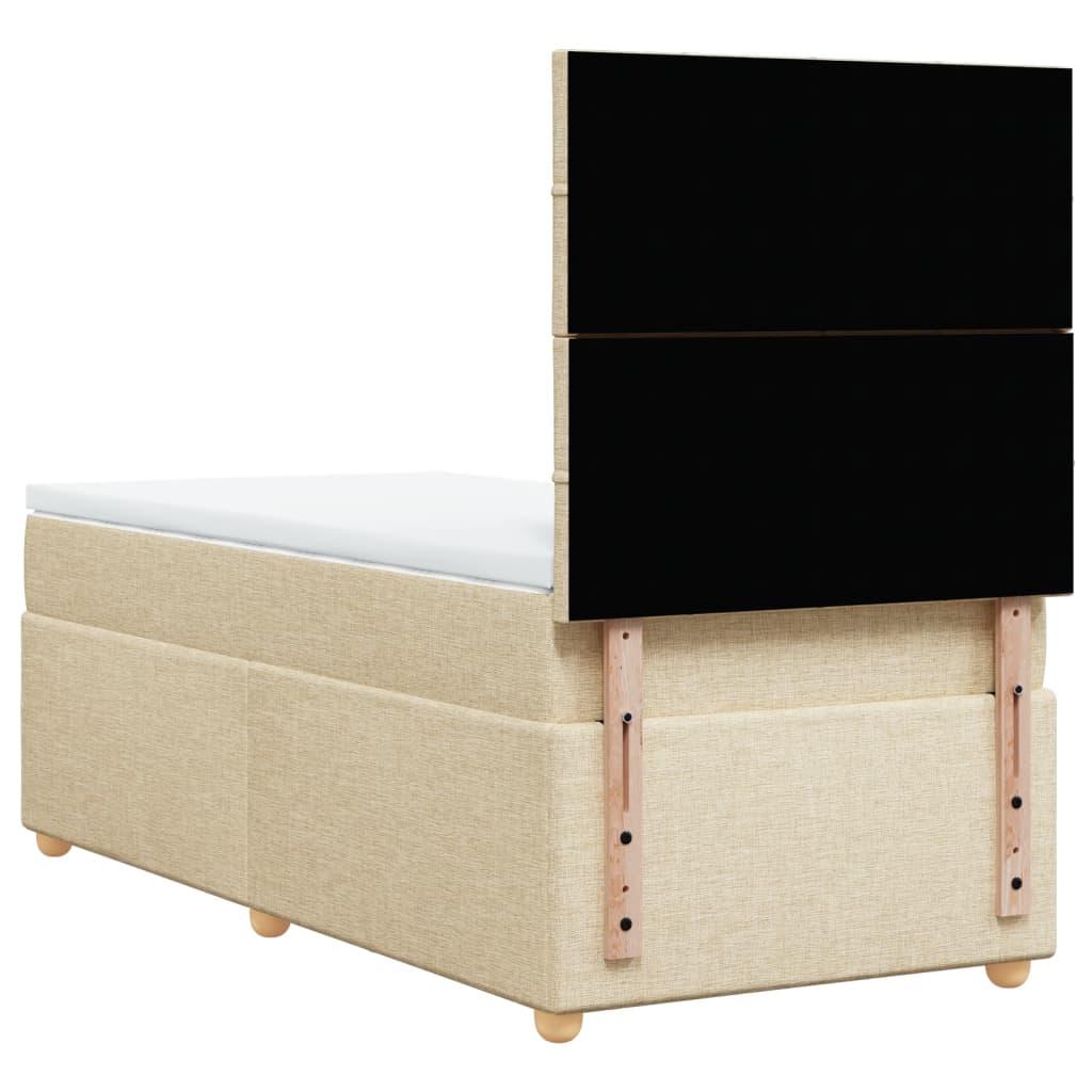 vidaXL Κρεβάτι Boxspring με Στρώμα Κρεμ 90x200 εκ.Υφασμάτινο