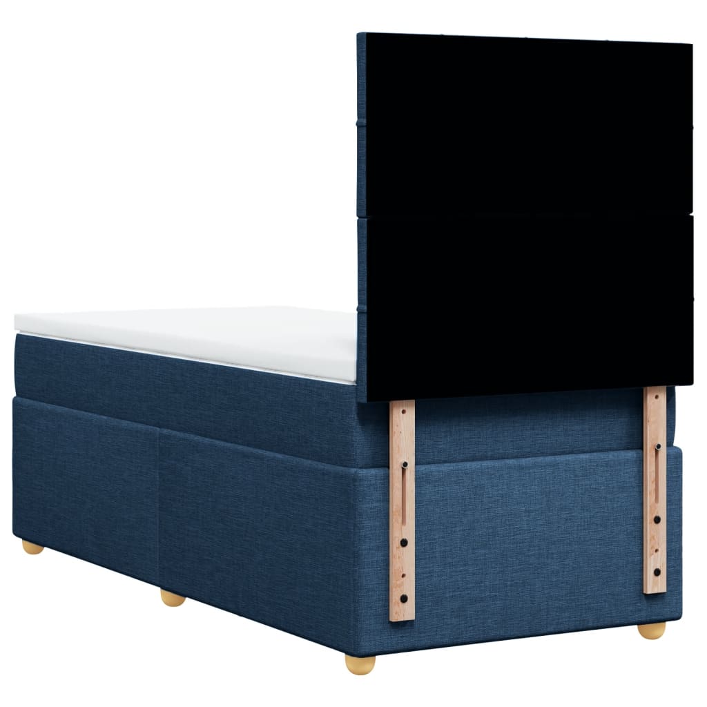 vidaXL Κρεβάτι Boxspring με Στρώμα Μπλε 90x200 εκ.Υφασμάτινο