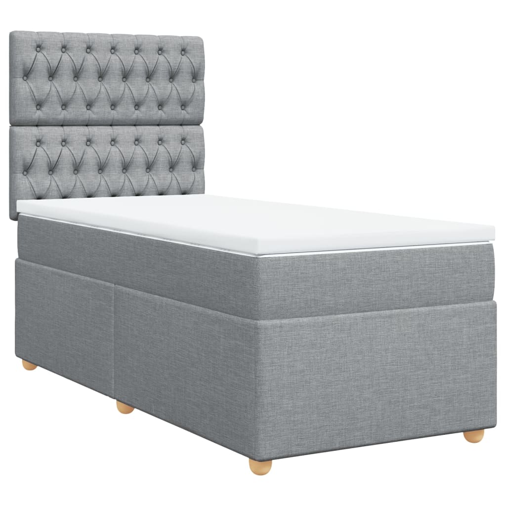 vidaXL Κρεβάτι Boxspring με Στρώμα Ανοιχτό Γκρι 90x200 εκ. Υφασμάτινο