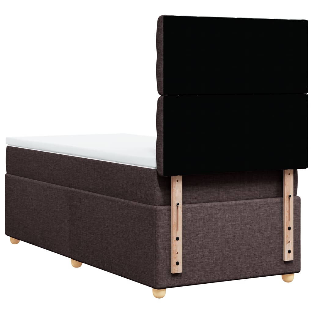 vidaXL Κρεβάτι Boxspring με Στρώμα Σκούρο Καφέ 90x200 εκ. Υφασμάτινο