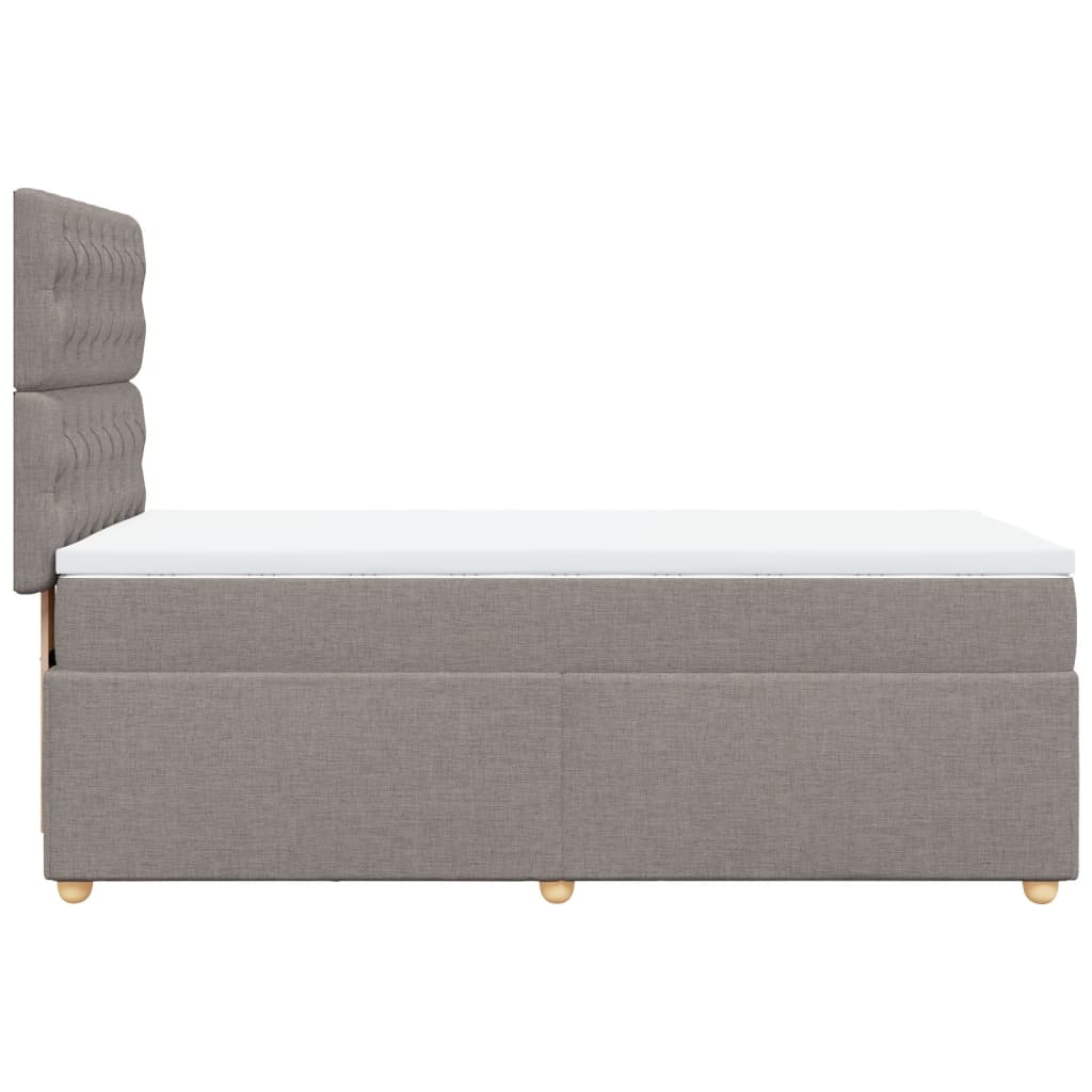 vidaXL Κρεβάτι Boxspring με Στρώμα Taupe 90x200 εκ. Υφασμάτινο