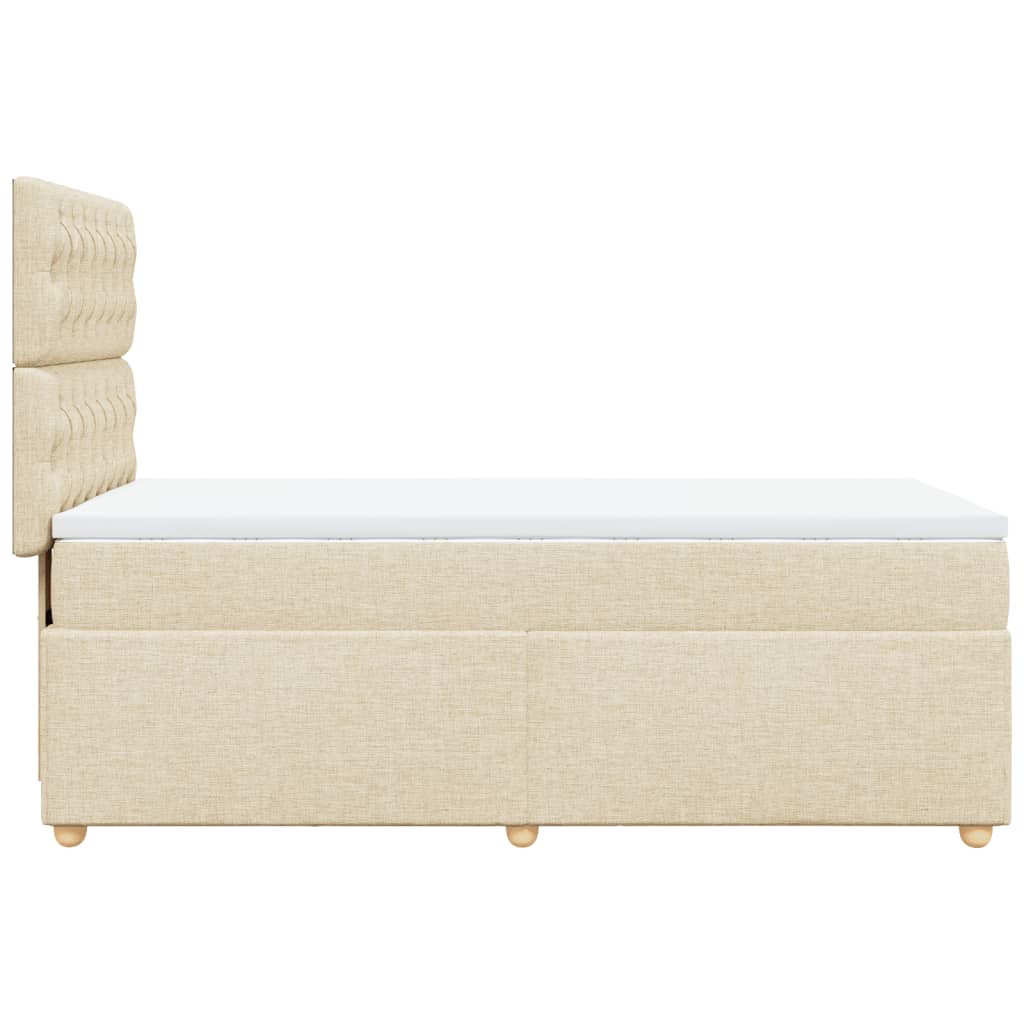 vidaXL Κρεβάτι Boxspring με Στρώμα Κρεμ 90x200 εκ.Υφασμάτινο