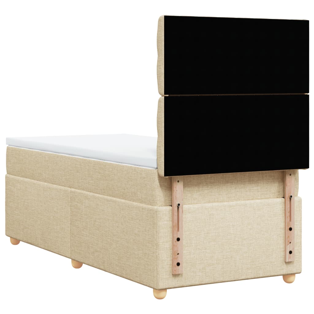 vidaXL Κρεβάτι Boxspring με Στρώμα Κρεμ 90x200 εκ.Υφασμάτινο