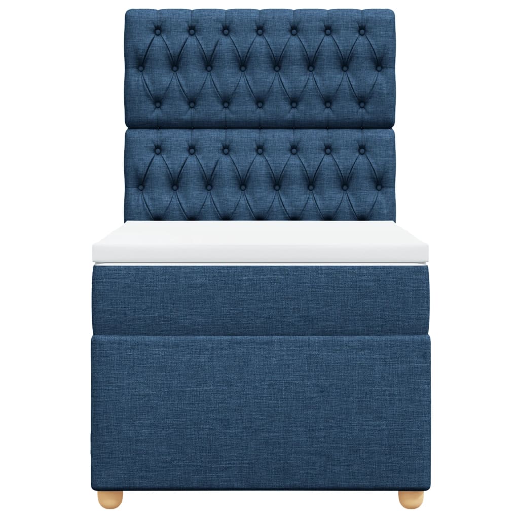 vidaXL Κρεβάτι Boxspring με Στρώμα Μπλε 90x200 εκ.Υφασμάτινο