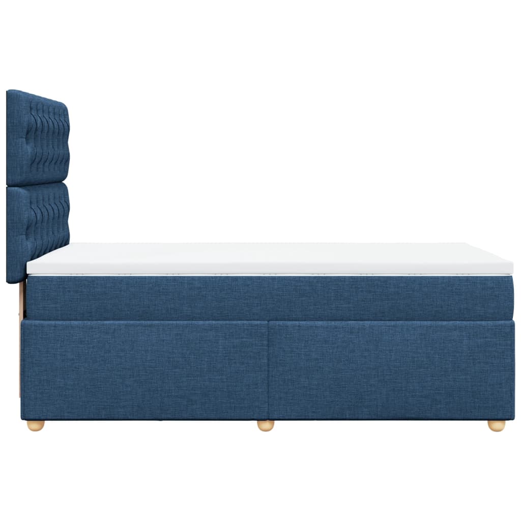 vidaXL Κρεβάτι Boxspring με Στρώμα Μπλε 90x200 εκ.Υφασμάτινο
