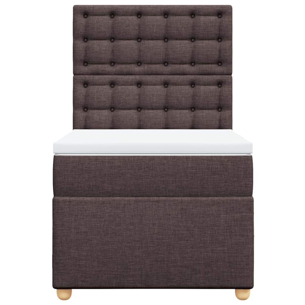 vidaXL Κρεβάτι Boxspring με Στρώμα Σκούρο Καφέ 90x200 εκ. Υφασμάτινο