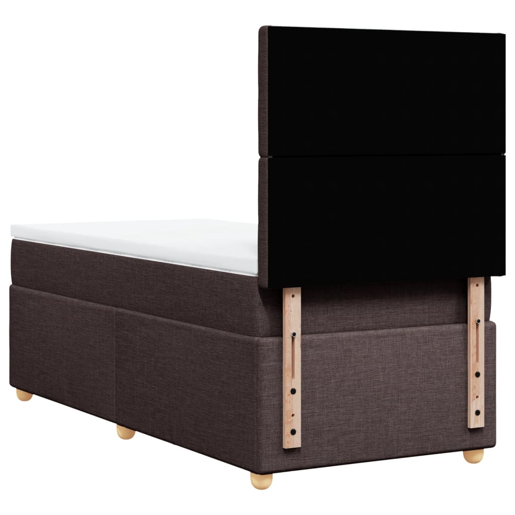 vidaXL Κρεβάτι Boxspring με Στρώμα Σκούρο Καφέ 90x200 εκ. Υφασμάτινο