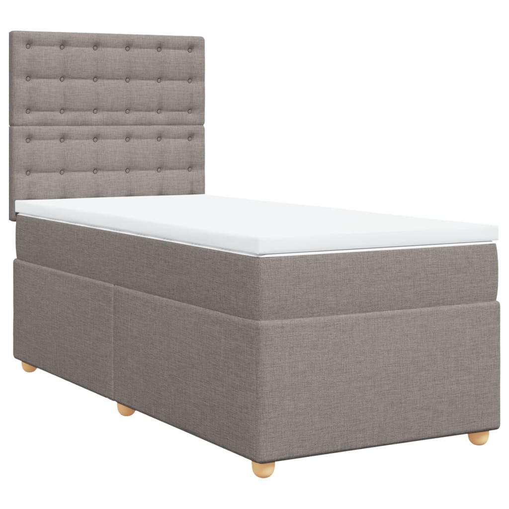 vidaXL Κρεβάτι Boxspring με Στρώμα Taupe 90x200 εκ. Υφασμάτινο