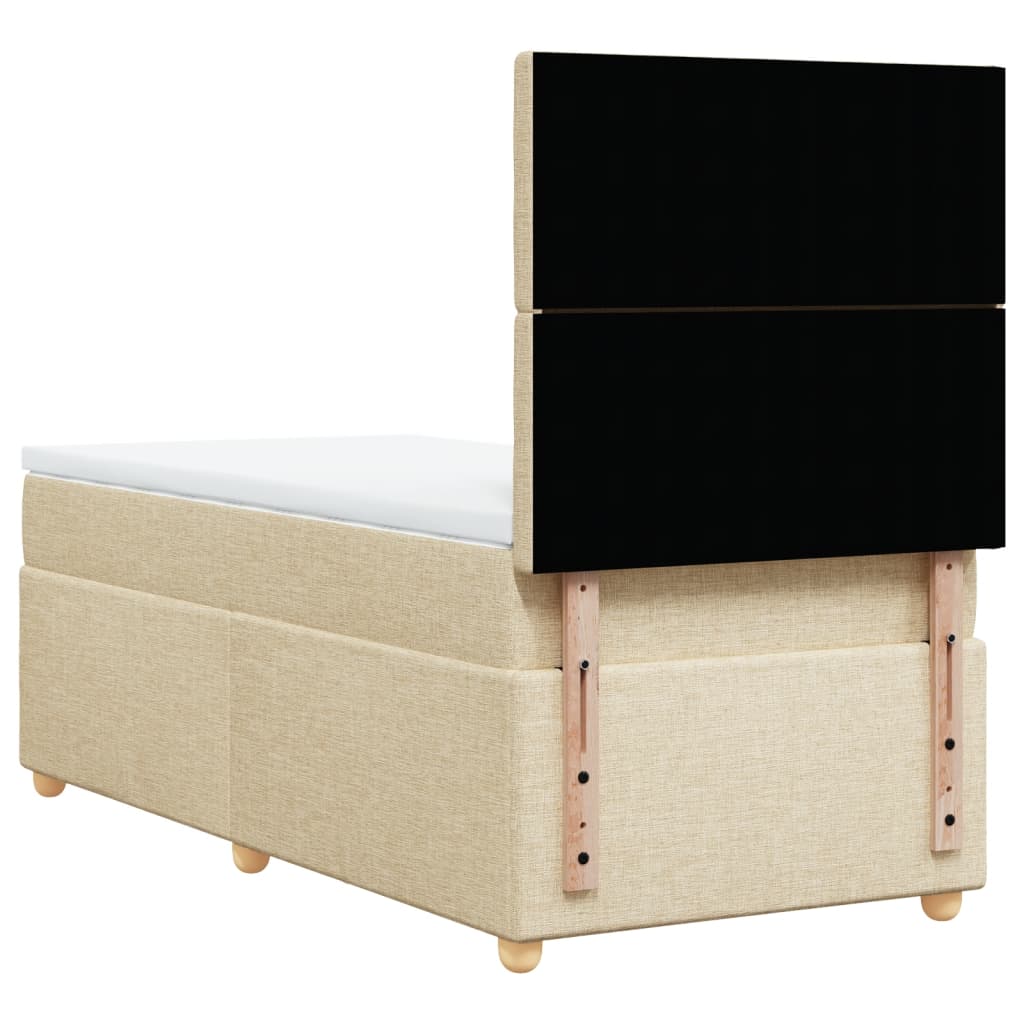 vidaXL Κρεβάτι Boxspring με Στρώμα Κρεμ 90x200 εκ.Υφασμάτινο