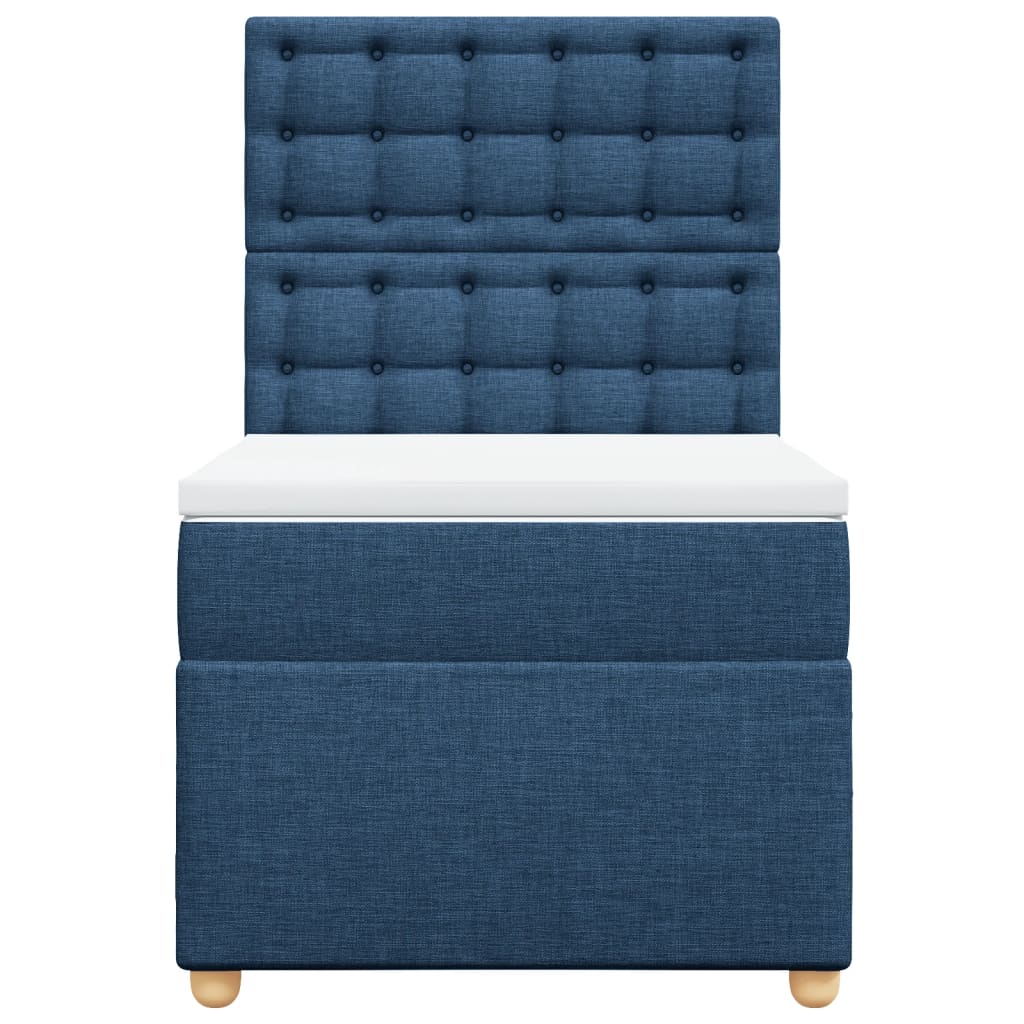 vidaXL Κρεβάτι Boxspring με Στρώμα Μπλε 90x200 εκ.Υφασμάτινο