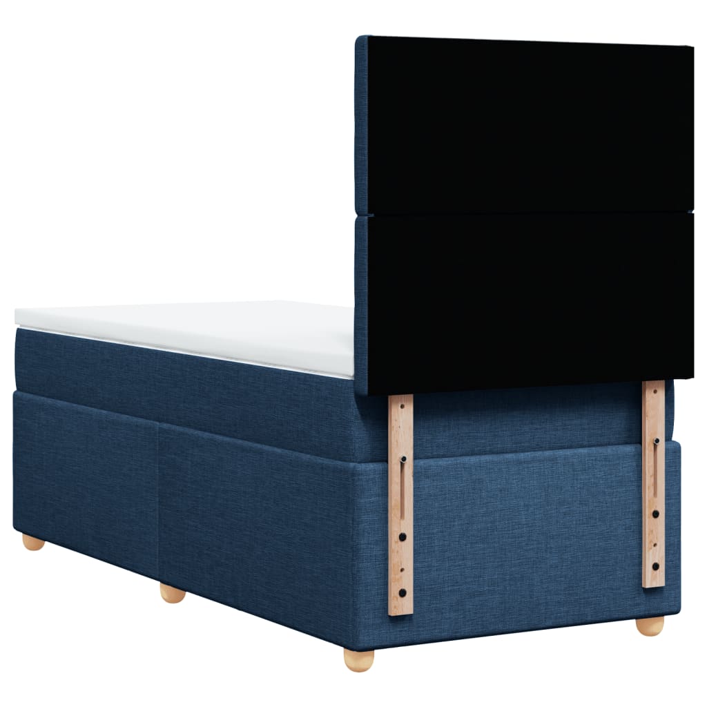 vidaXL Κρεβάτι Boxspring με Στρώμα Μπλε 90x200 εκ.Υφασμάτινο